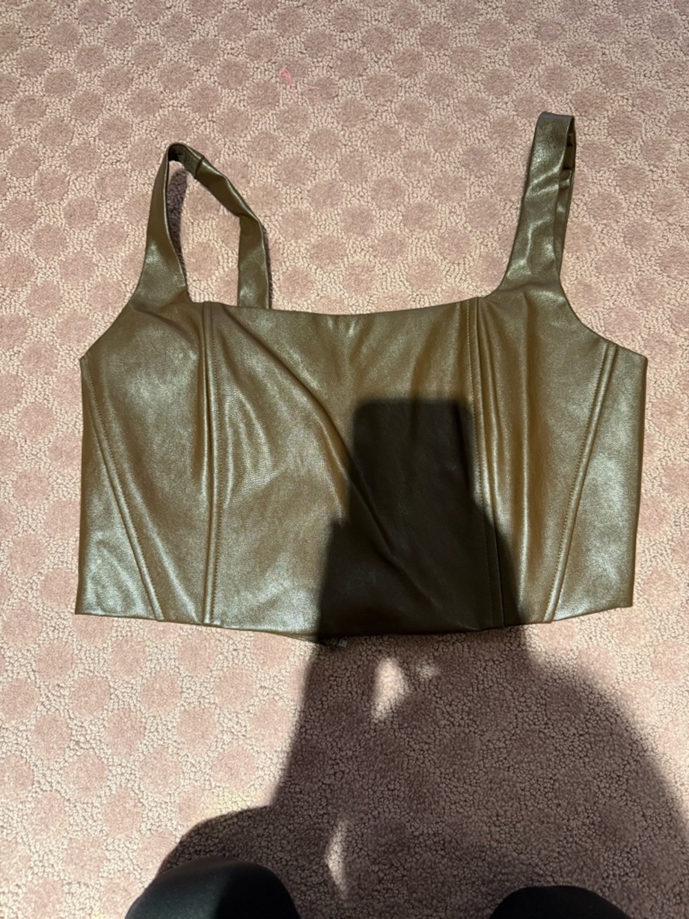 Faux Leather Brown Cropped Tank Top